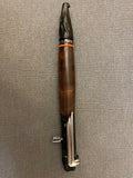 Black Walnut Motorcycle Pen - Matte Black and Chrome Trim with Orange Accents