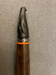 Black Walnut Motorcycle Pen - Matte Black and Chrome Trim with Orange Accents